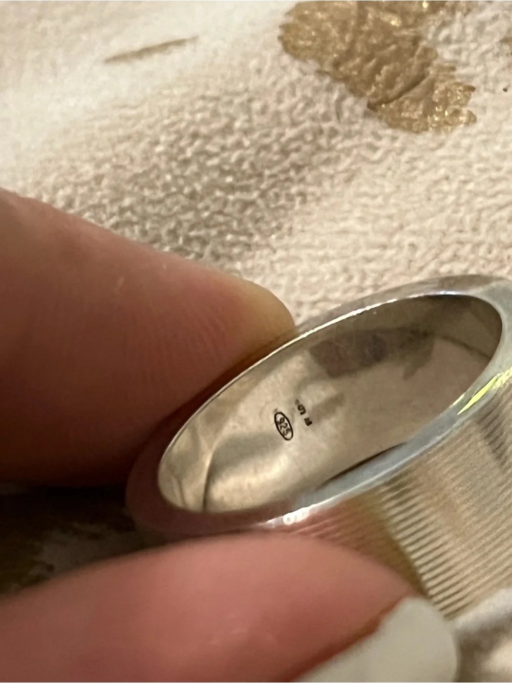 Gucci Silver Engraved Logo Band Ring